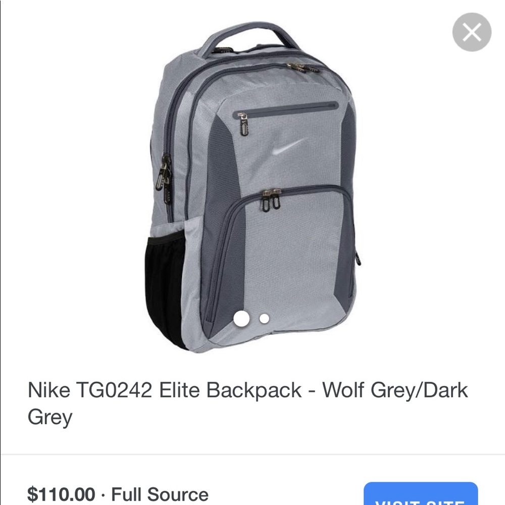 New Nike gray back pack - with vendor logo